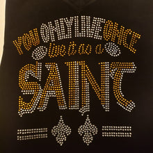 Load image into Gallery viewer, Women Saints Rhinestone Shirt V neck Stretchy shirt