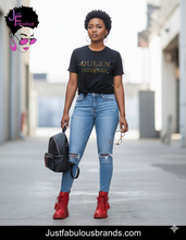 Load image into Gallery viewer, Queen Rhinestone Black Women Unisex Tee