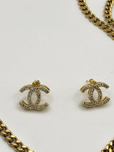 Load image into Gallery viewer, Monogram Rhinestone Gold Cindy Necklace set VIP