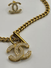 Load image into Gallery viewer, Monogram Rhinestone Gold Cindy Necklace set VIP