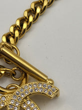 Load image into Gallery viewer, Monogram Rhinestone Gold Cindy Necklace set VIP