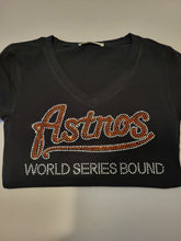 Load image into Gallery viewer, Women Astro v neck fitted Rhinestone Shirts