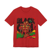 Load image into Gallery viewer, Black Girl Magic with butterflies Unisex Jersey Short Sleeve Tee
