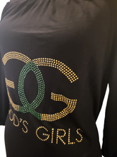 Load image into Gallery viewer, Women Designer Inspired God's Girl, Rhinestone Women off the shoulder Shirt