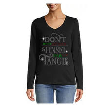Load image into Gallery viewer, Christmas Shirt with Rhinestones for Women's shirt Don't get your Tinsel in a Tangle