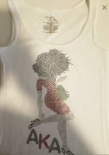 Load image into Gallery viewer, Best Women Aka Sorority Scoop Neck Rhinestone Tank Top 2020