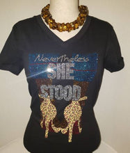 Load image into Gallery viewer, Best V-Neck Melanin poppin rhinestone Queen Black Shirt 2020