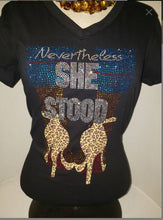Load image into Gallery viewer, Best V-Neck Melanin poppin rhinestone Queen Black Shirt 2020