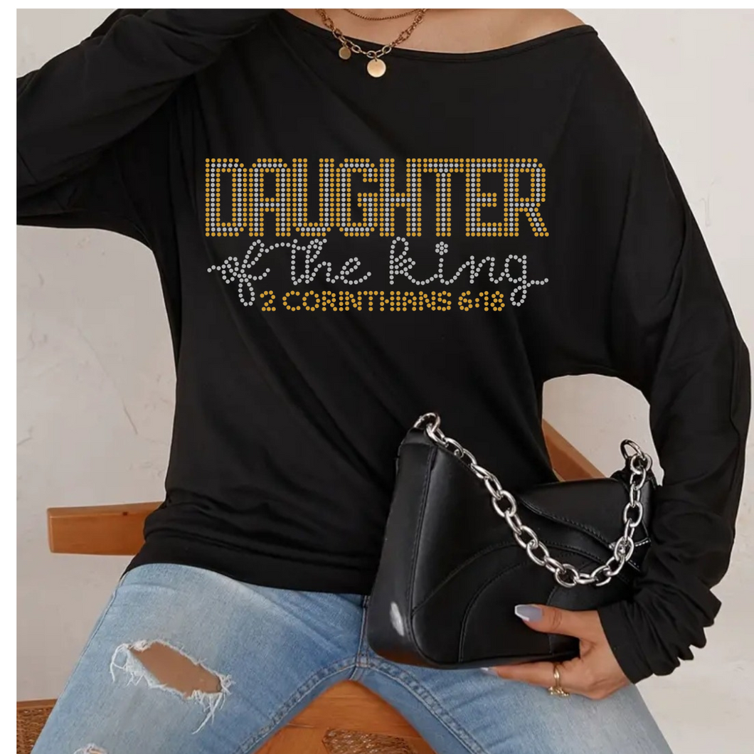 Daughter of a King Christian Shirt Rhinestone Women Faith Shirt