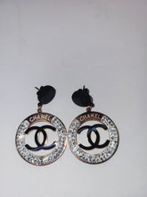 Load image into Gallery viewer, Monogram VIP Circle Rose  Rhinestone Earrings
