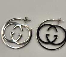 Load image into Gallery viewer, Stainless Steel Monogram VIP Silver Loop Earrings
