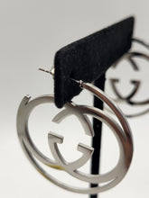 Load image into Gallery viewer, Stainless Steel Monogram VIP Silver Loop Earrings
