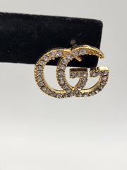 Monogram VIP Gold Rhinestone Stud Earrings