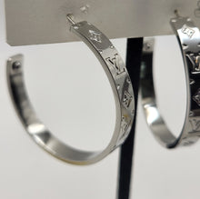 Load image into Gallery viewer, Stainless Steel Monogram VIP Silver Loop Earrings
