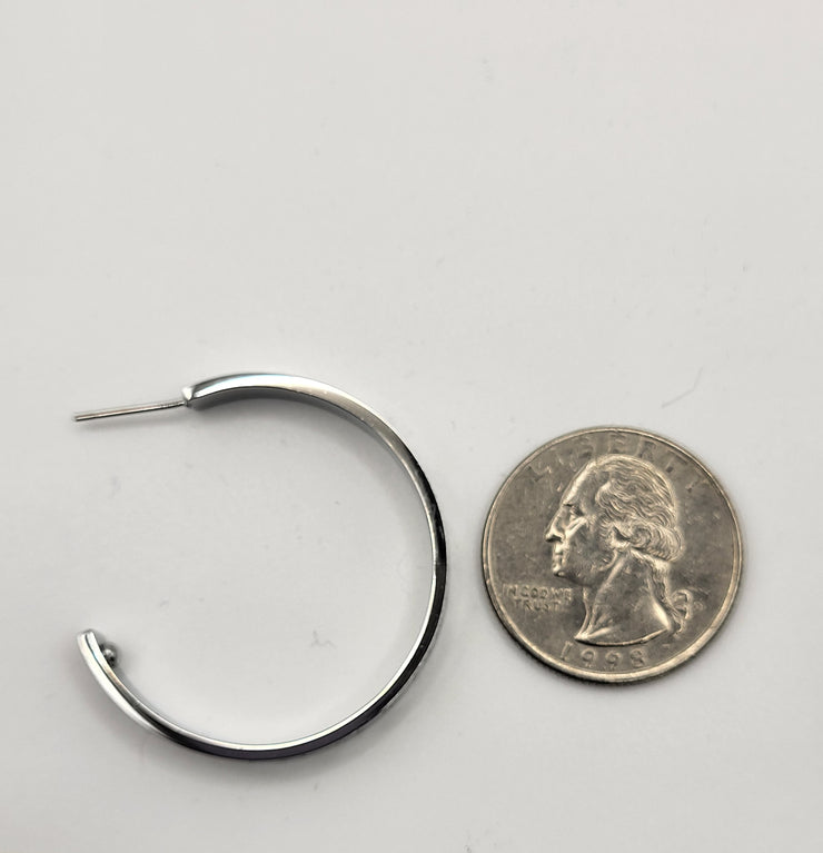 Stainless Steel Monogram VIP Silver Loop Earrings