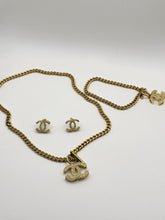 Load image into Gallery viewer, Monogram Rhinestone Gold Cindy Necklace set VIP
