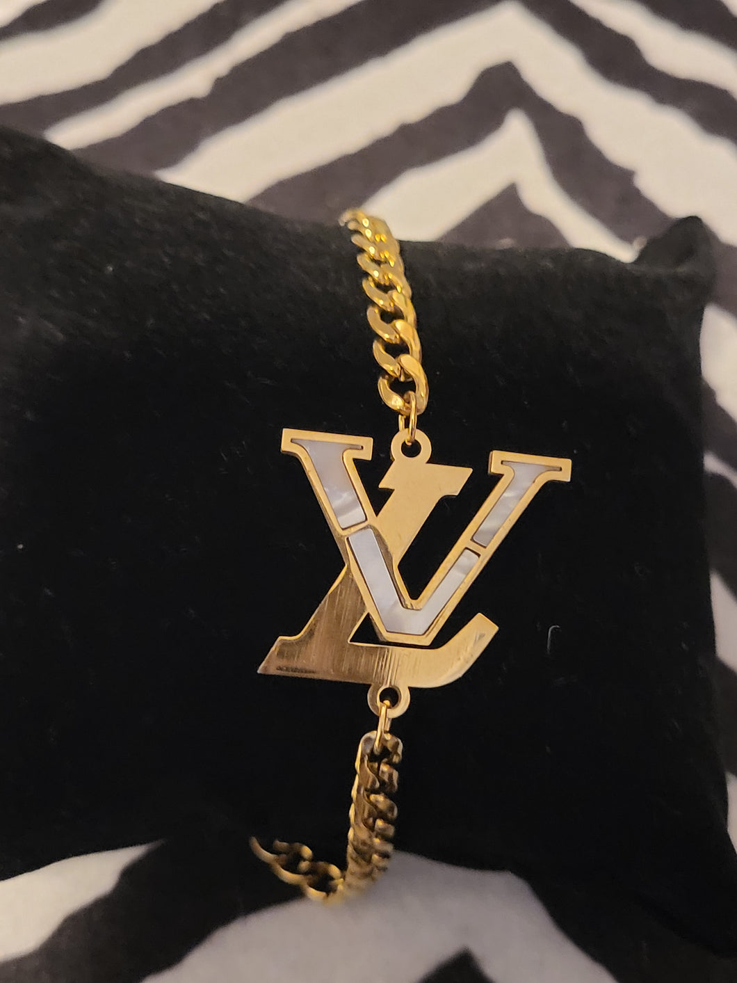 Stainless Steel Lovely Value Monogram VIP Gold Loop Bracelet