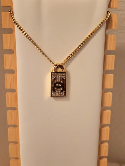 Gold Rhinestone  Necklace set lock VIP