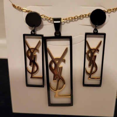 Black and Gold Yes Necklace set