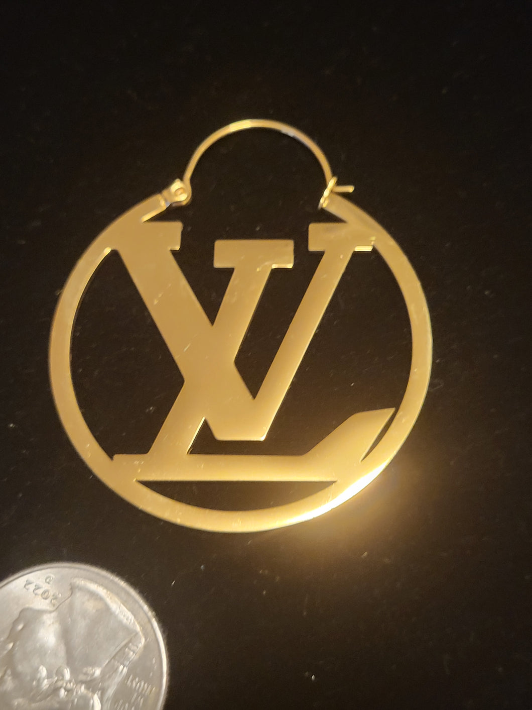 Stainless Steel Lovely Value Monogram VIP Gold Loop Earrings
