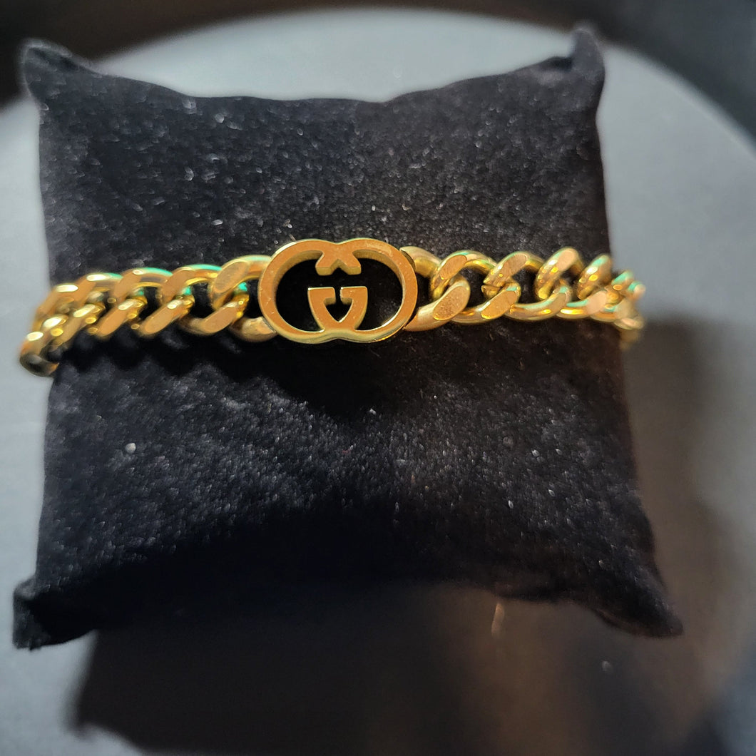 Stainless-Steel Value Monogram VIP Gold Chain link Bracelet