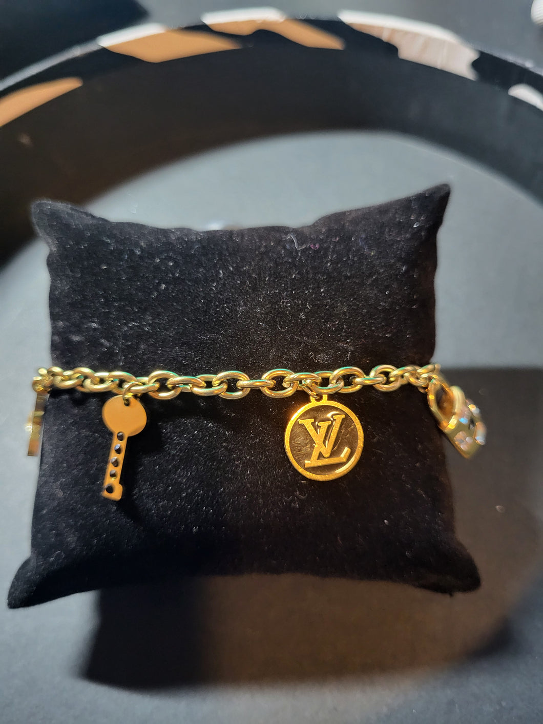 Stainless-Steel Value Monogram VIP Gold Charm Bracelet