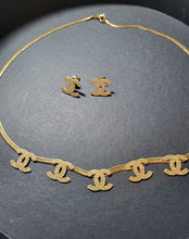 Load image into Gallery viewer, Gold Herringbone flat chain Monogram VIP Necklace set
