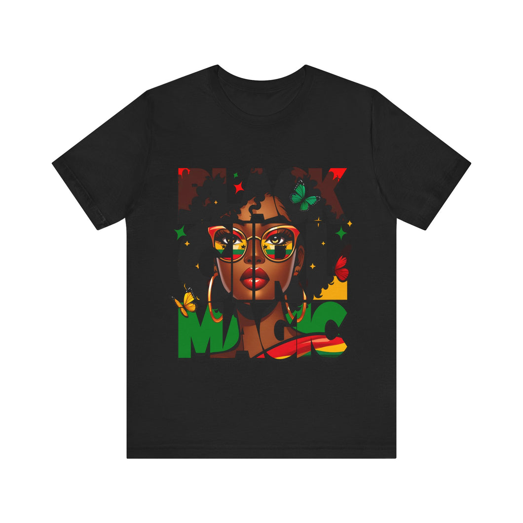 Black Girl Magic with butterflies Unisex Jersey Short Sleeve Tee