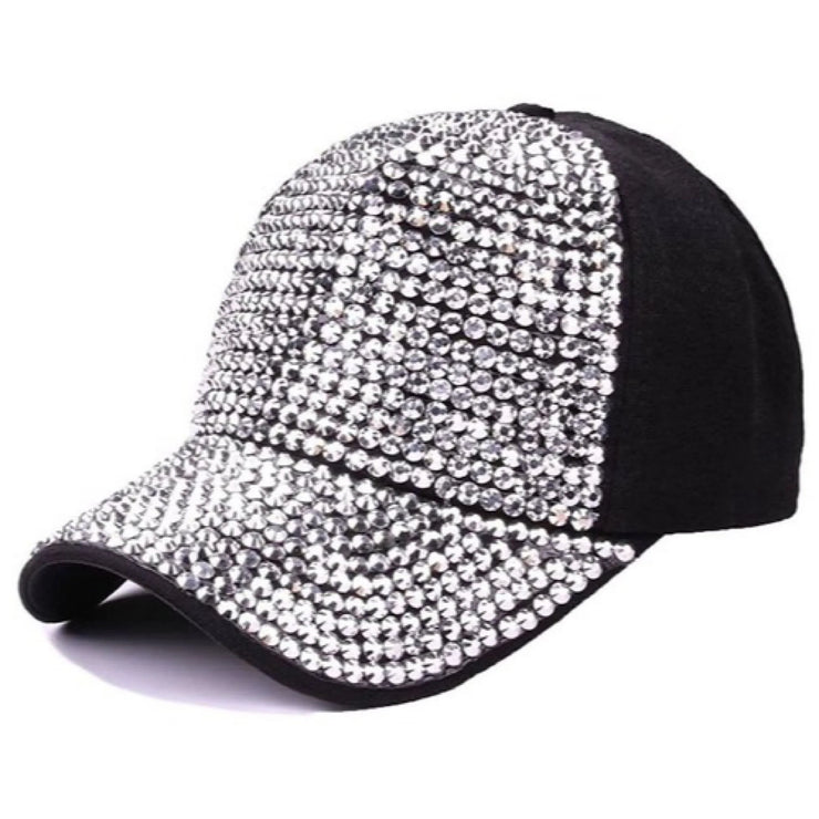 Bling Black Rhinestone Baseball Cap
