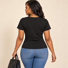 Load image into Gallery viewer, Designer Names Inspired Black Women V neck fitted  Tee
