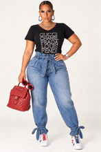 Load image into Gallery viewer, Designer Names Inspired Black Women V neck fitted  Tee
