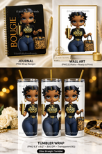 Load image into Gallery viewer, Bougie Boop PNG | Tumbler Wrap 20oz | Black Girl Luxury Design | Journal Cover | Sublimation PNG Download
