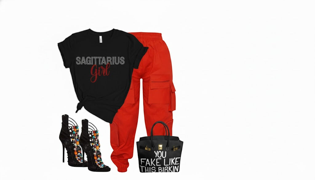 Sagittarius Girl Rhinestone bling Shirt Crew Tee shirt