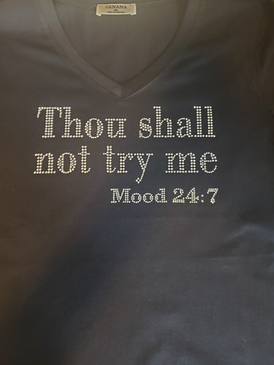 Thou Shall Not V Neck Fitted Shirt