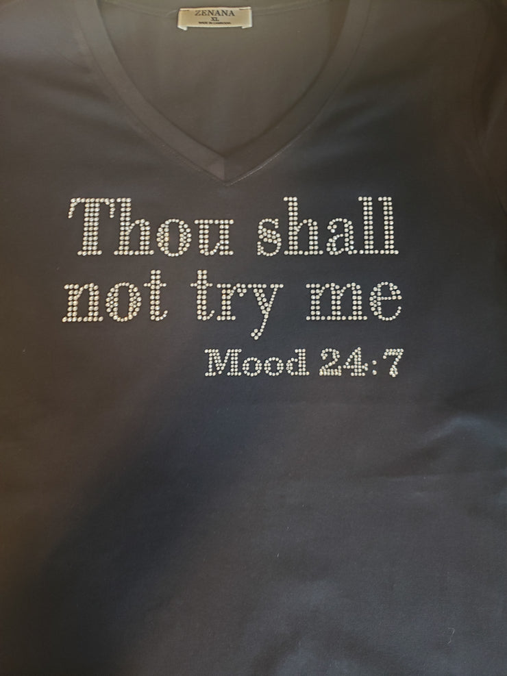 Thou Shall Not V Neck Fitted Shirt