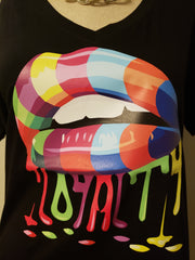 Lip Women Shirt V Neck Fitted Shirt