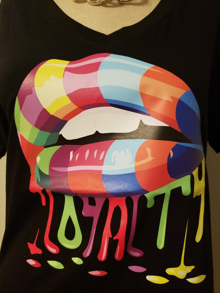 Lip Women Shirt V Neck Fitted Shirt