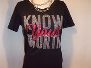 Women V Neck Fitted Rhinestone Christian Faith T-shirt Online