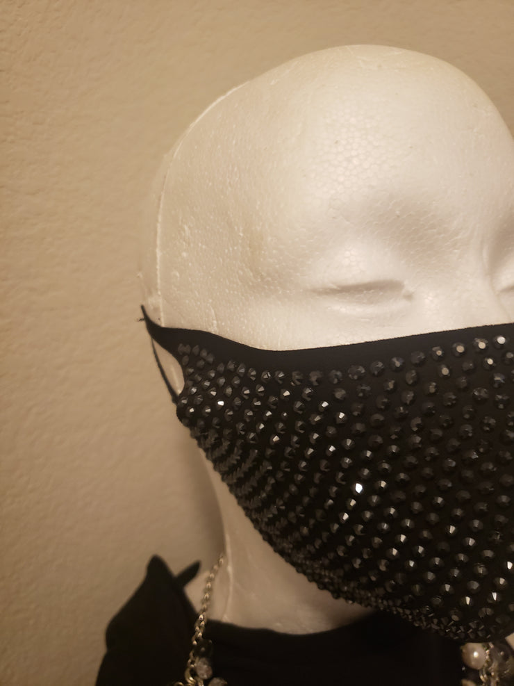 Rhinestone Women Mask black