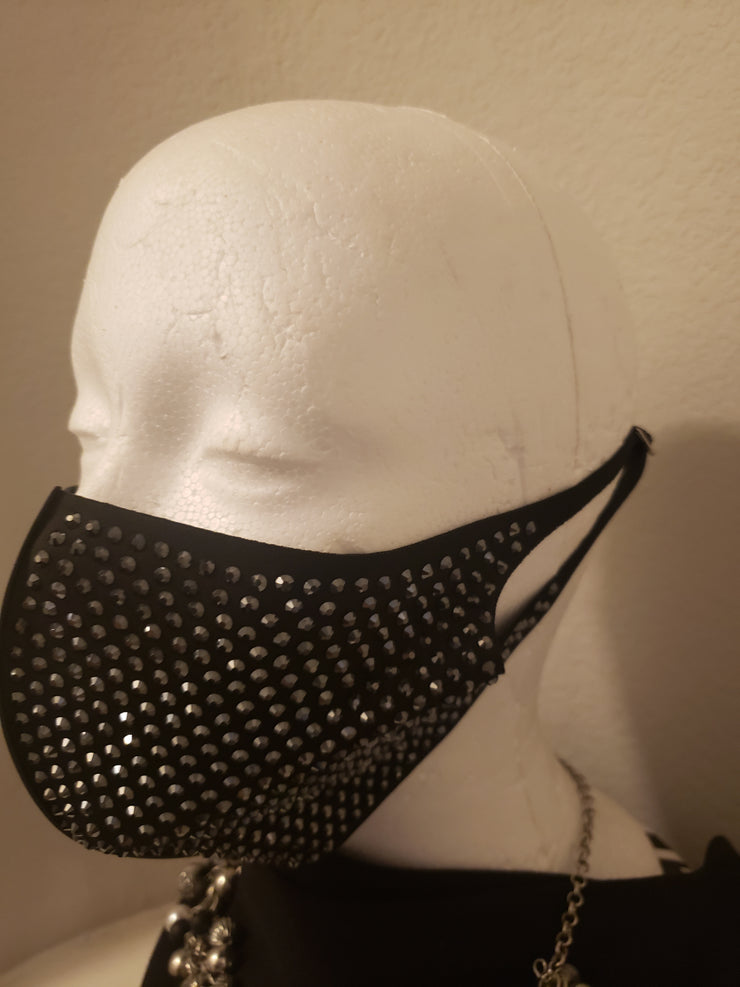 Rhinestone Women Mask black