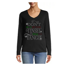 Load image into Gallery viewer, Christmas Shirt with Rhinestones for Women&#39;s shirt Don&#39;t get your Tinsel in a Tangle
