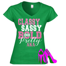Load image into Gallery viewer, Best High Quality V Neck Aka In Glitter Green Colour T-shirts 2020
