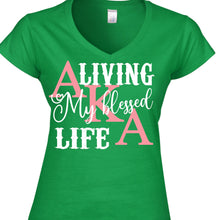 Load image into Gallery viewer, Women v- neck green color AKA Sorority Cotton Top 2020 - Best T-Shirt 
