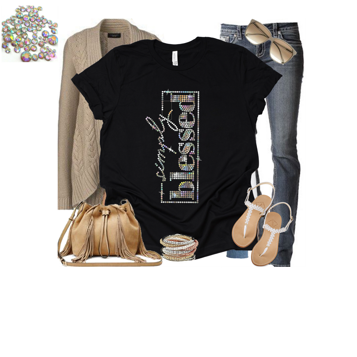 Women Simply BLESSED Rhinestone tee – Justfabulousbrands