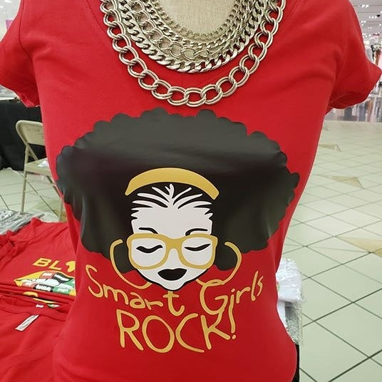 Women Smart Girl Rock Afro shirt, Black Women v neck fitted shirt