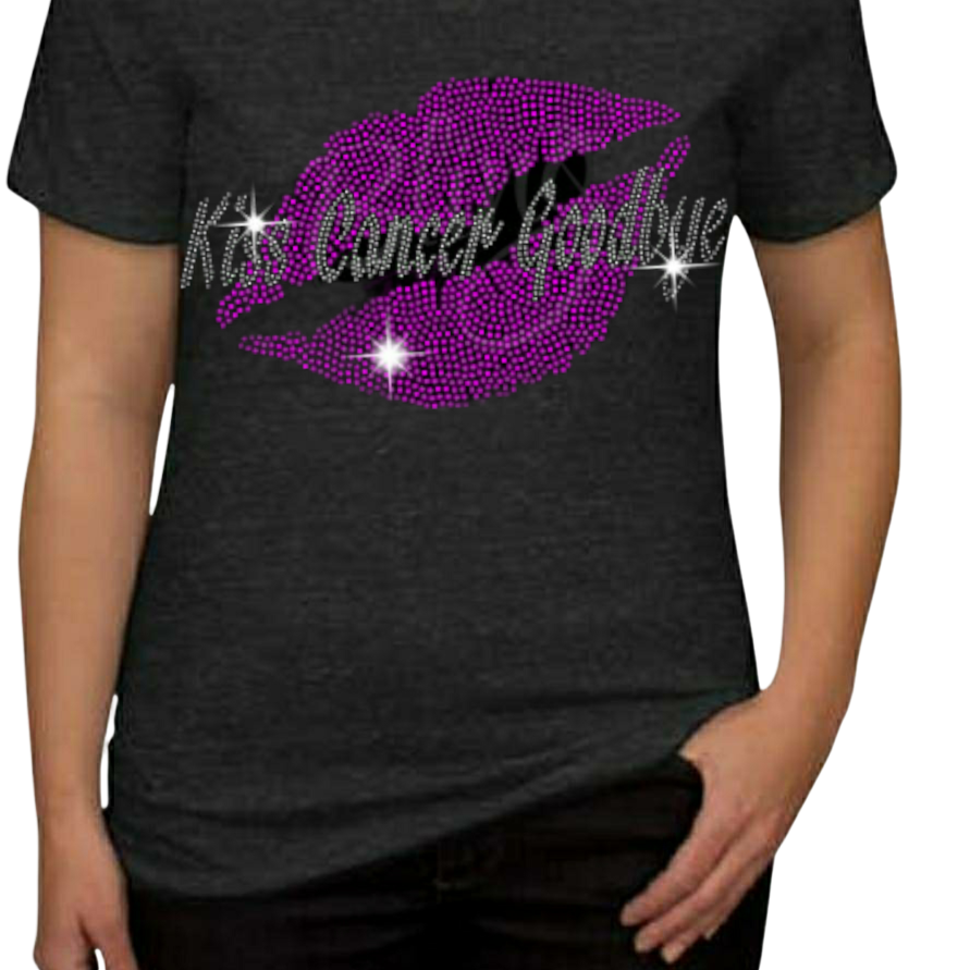 Lip Breast Cancer Rhinestone Shirt