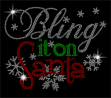 Load image into Gallery viewer, Bling it on santa Rhinestones  Women&#39;s Crew Neck Tee
