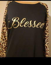 Load image into Gallery viewer, Women Blessed Christian Leopard Print Black T -shirt Online 2020
