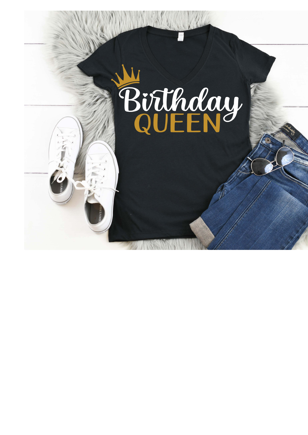 Crown Birthday Queen Gold Glitter T-Shirt' Unisex Jersey T-Shirt