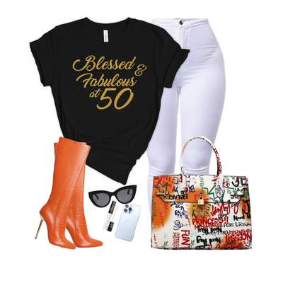 Blessed and Fabulous Birthday 50th Women Shirt Black Tee